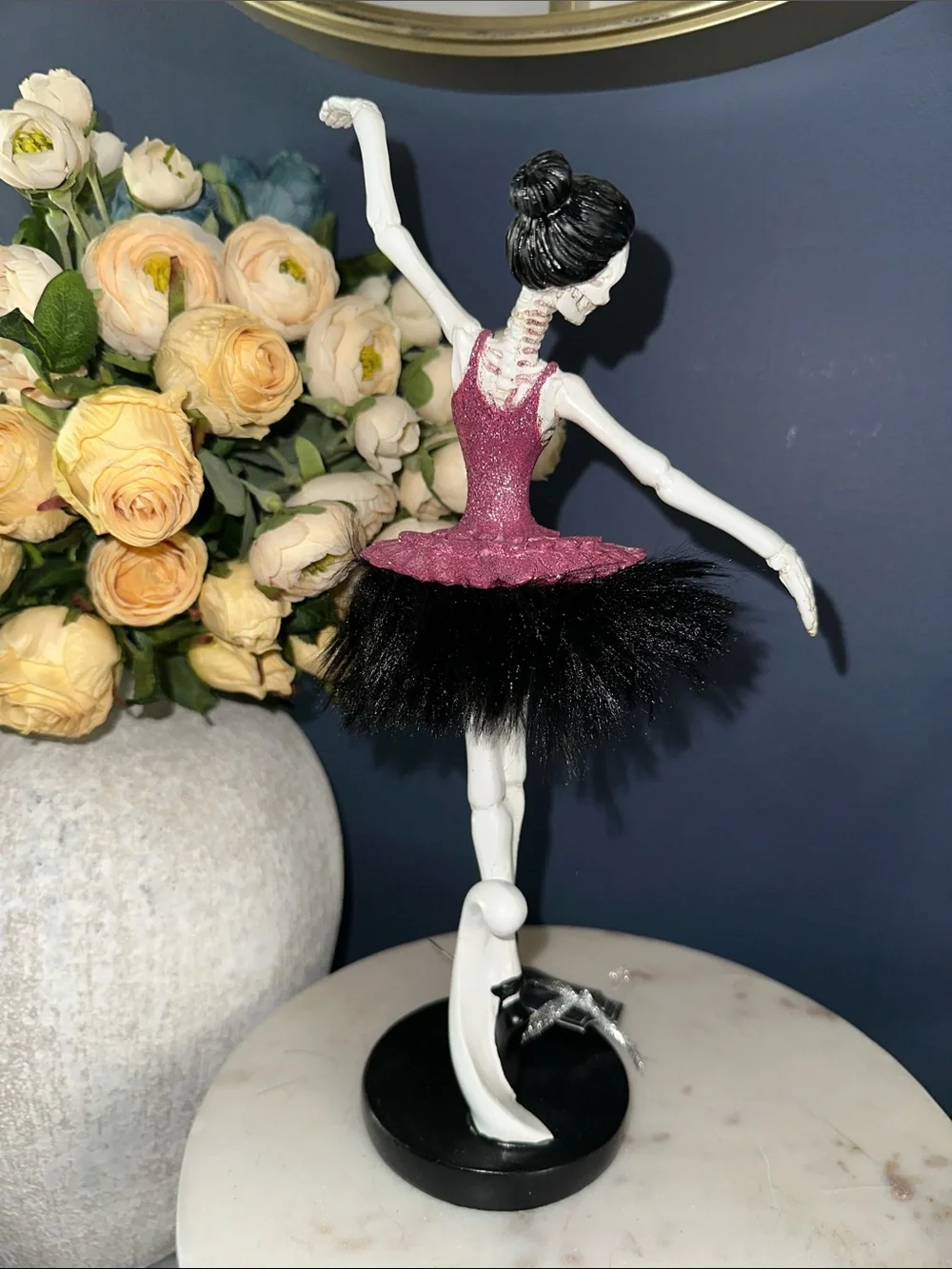 Halloween Bella Luxx Pink & Black Skeleton Ballerina figurine